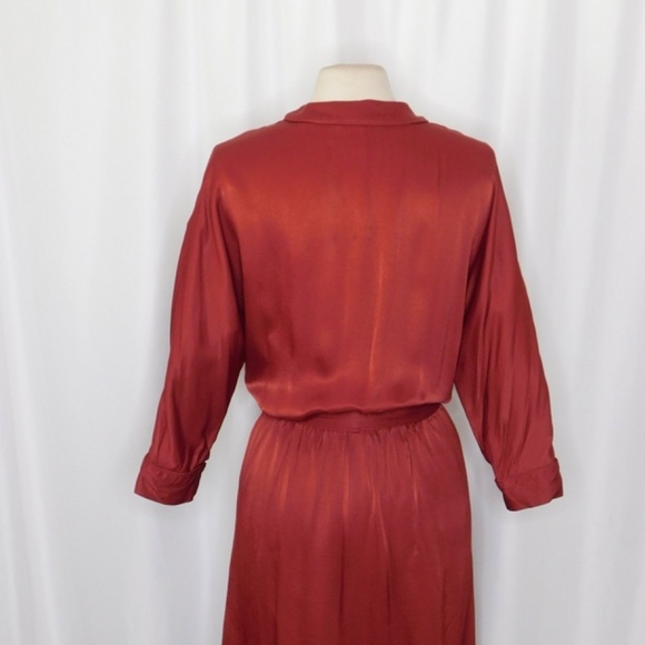 SCOTCH & SODA Maison Scotch Red Satin Wrap Dress Solid Party Cocktails Medium - Picture 10 of 14